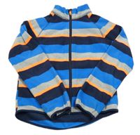 Šedo-modro-neonově oranžová pruhovaná propínací fleecová mikina H&M