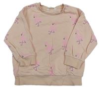 Růžová mikina s plameňáky M&S