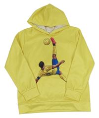 Žlutá mikina s fotbalistou a kapucí 