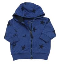 Tmavomodrá propínací mikina s hvězdami a kapucí Next