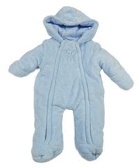 Světlemodrá plyšová zateplená kombinéza se slonem a kapucí St. Bernard