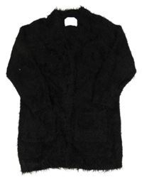 Černý chlupatý svetrový cardigan Zara