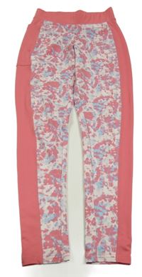 Růžovo-bílo-modré vzorované sportovní legíny Ergeenomixx