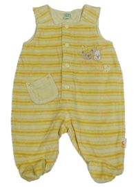 Žluté pruhované sametové dupačky se zvířátky