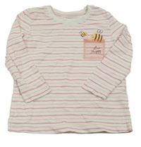 Bílo-růžové triko s včelkami Impidimpi