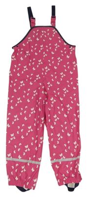 Fuchsiové voděodolné laclové kalhoty s motýlky Kids
