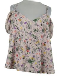 Dámská světlerůžová kytičkovaná halenka s volnými rameny Topshop 