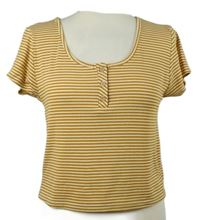 Dámské hořčicovo-bílé pruhované žebrované crop tričko Primark 