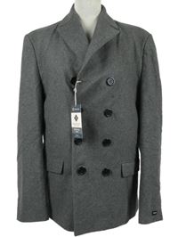 Nové - Pánský šedý vlněný kabát Remus Uomo 