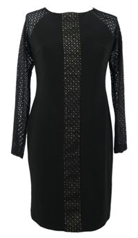 Dámské černé šaty s krajkovými rukávy 