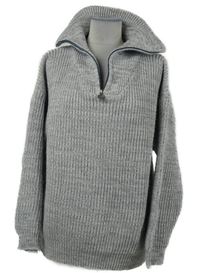 Pánský šedo-bílý melírový vzorovaný svetr s límcem