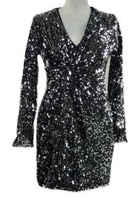 Dámské černé sametové flitrové minišaty Primark