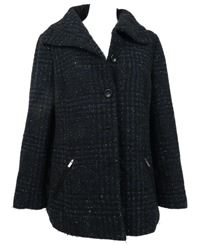 Dámský černo-modrý vlněný kabát C&A