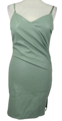 Dámské světlekhaki koženkové šaty 