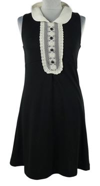 Dámské černé šaty s bílým límečkem 