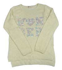 Smetanový svetr s nápisem z flitrů H&M