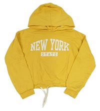 Žlutá crop mikina s nápisem a kapucí H&M