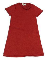 Červené třpytivé úpletové šaty s mašlí H&M