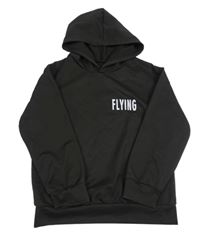 Černá sportovní mikina s nápisem a kapucí 