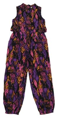 Černo-fialovo-oranžový vzorovaný kalhotový overal Bluezoo 