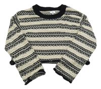 Černo-béžový vzorovaný crop svetr River Island