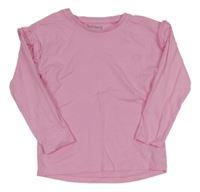 Růžové triko s výšivkou a volánkem Nutmeg