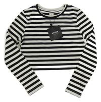 Nové - černo-bílé pruhované crop triko Shein