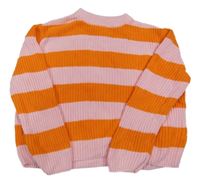 Oranžovo-růžový pruhovaný svetr Yigga