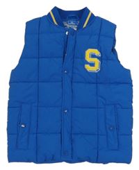 Modrá šusťáková zateplená vesta s písmenem C&A