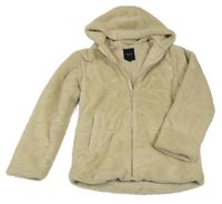 Béžový kožešinový zateplený kabát s kapucí Name it