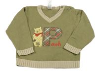 Khaki svetr s medvídkem Pú C&A