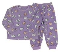 Fialové plyšové pyžamo s obrázky Primark