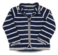 Tmavomodro-bílá pruhovaná fleecová propínací mikina Tchibo