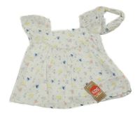 Nové - 2set- bílá květinová halenka+ čelenka Mothercare
