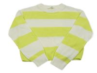 Bílo-zelený pruhovaný crop svetr H&M