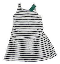 Bílo-tmavomodré pruhované bavlněné šaty H&M