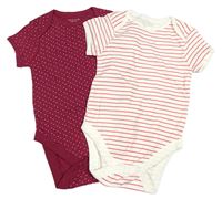 2x body - bílé pruhované + vínové puntíkaté