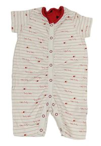 Bílo-červený pruhovaný kraťasový overal s beruškami Mothercare