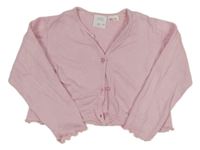 Světlerůžový propínací crop svetr Zara
