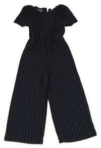 Tmavomodro-bílý pruhovaný kalhotový overal Zara