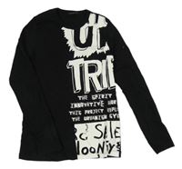 Černé triko s nápisy Sisley 