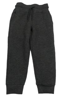 Tmavošedé melírované prošívané/vzorované tech fleece tepláky PRIMARK