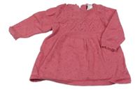 Růžové pletené šaty s perforovaným vzorem C&A