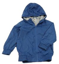 Tmavomodrá šusťáková jarní bunda s kapucí 