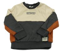 Béžovo-tmavošedo-rezavá mikina s nápisem C&A