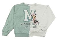 Zeleno-bílá mikina s Minnie Disney