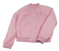 Světlerůžový šusťákový jarní bomber s hvězdami 