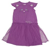 Fialové šaty s čumákem a tylovou sukní Topolino
