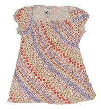 Bílo-modro-červené květované tričko C&A