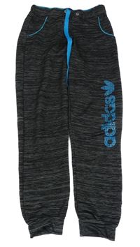 Černo-šedé melírované tepláky Adidas